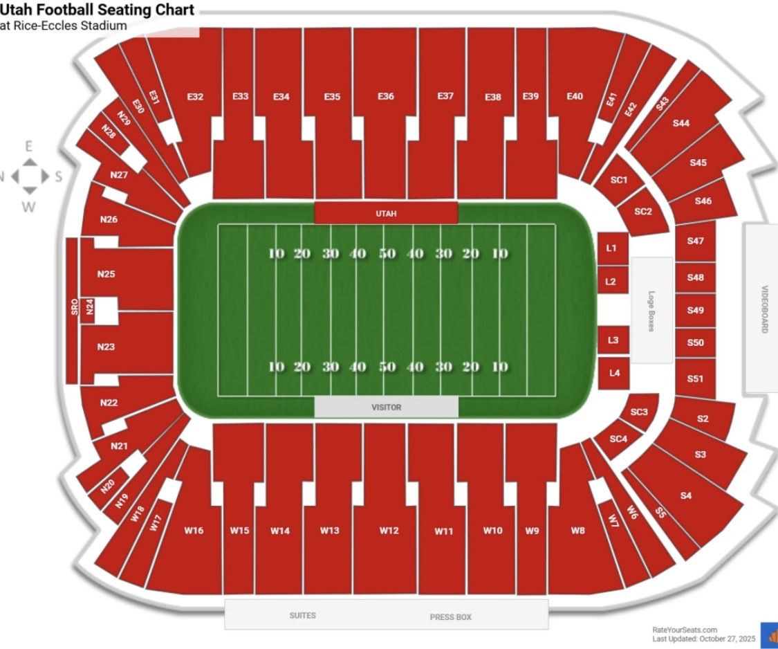 6 Tickets Utah vs West Virginia 11/27/26 - Rice-Eccles Stadium