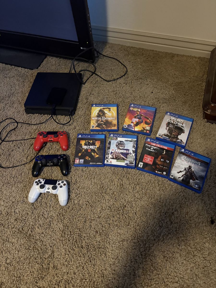Sony PlayStation 4 Slim Console 500GB with 2TB External Storage, 3 Controllers & 6 Games