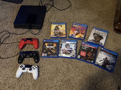 Sony PlayStation 4 Slim Console 500GB with 2TB External Storage, 3 Controllers & 6 Games
