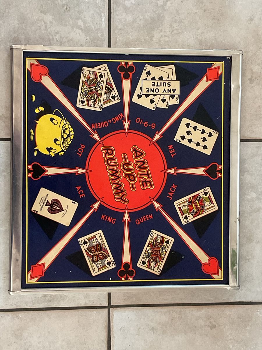 1940’s San Loo Ante Up Rummy And Chinese Checkers Board/ Metal Frame