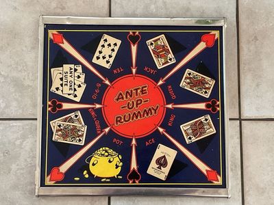 1940’s San Loo Ante Up Rummy And Chinese Checkers Board/ Metal Frame