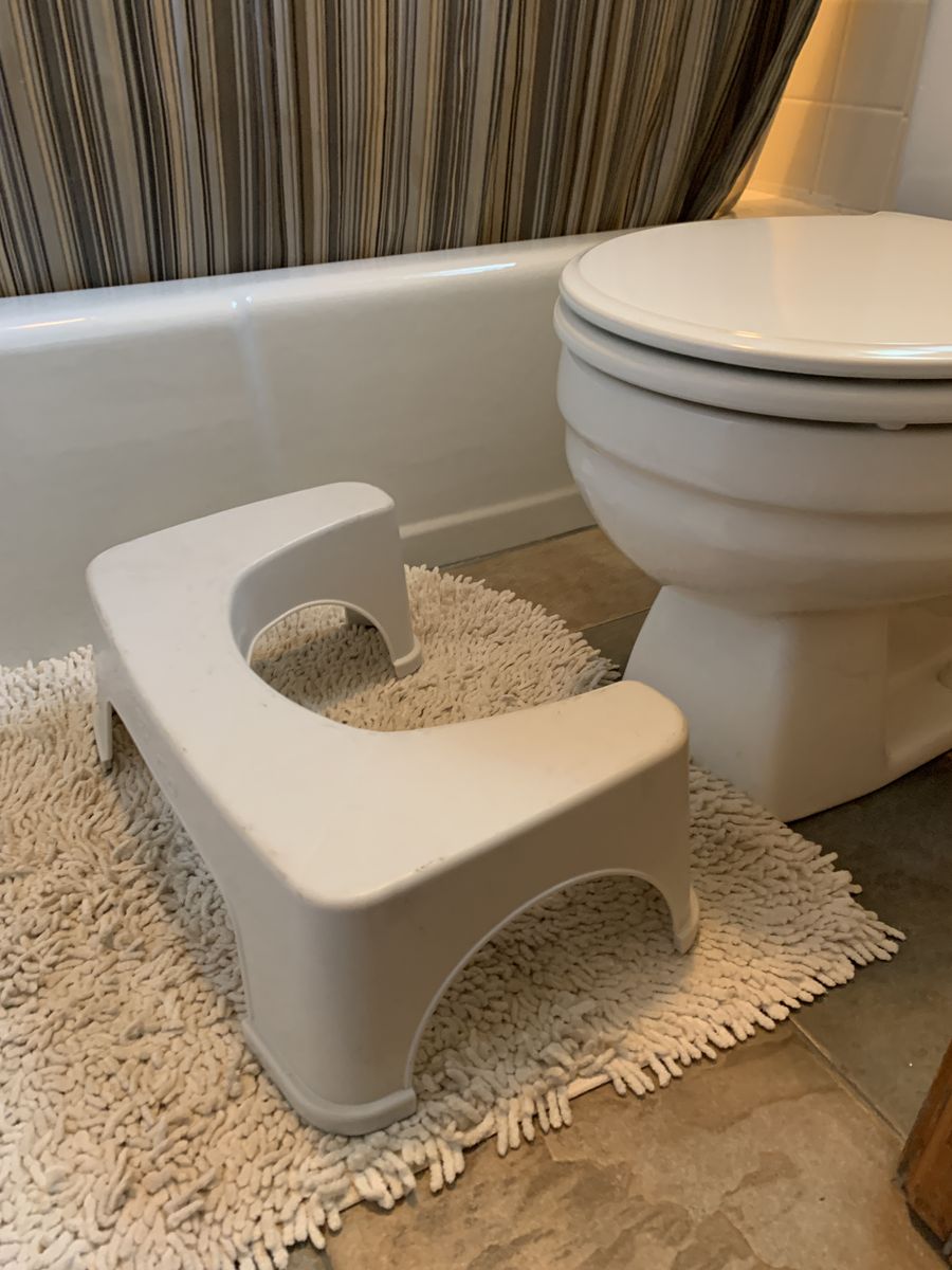 Step and Go ergonomic bathroom foot stool and potty-training aid