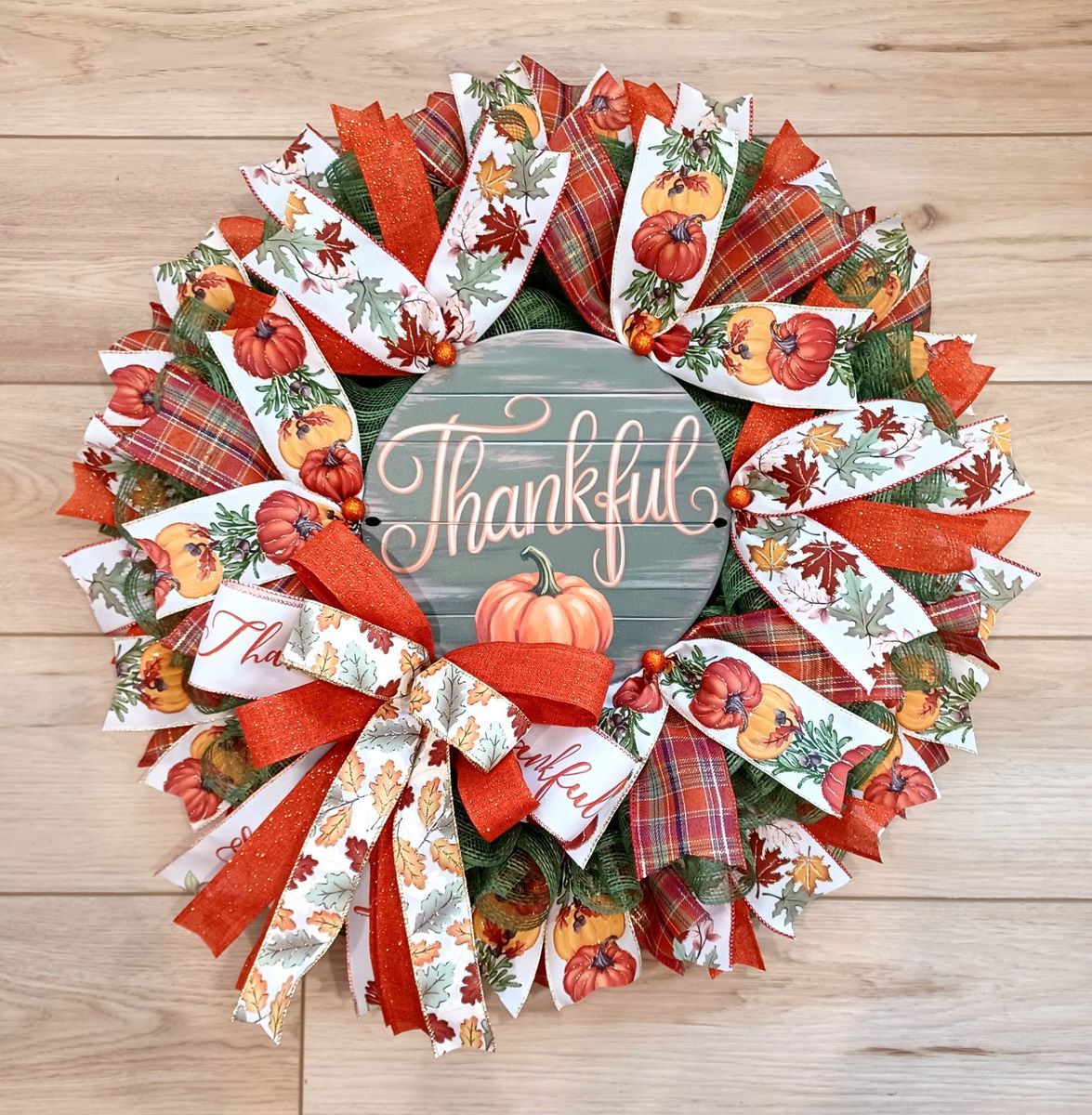 Fall & Thanksgiving Thankful Pumpkin Wreath