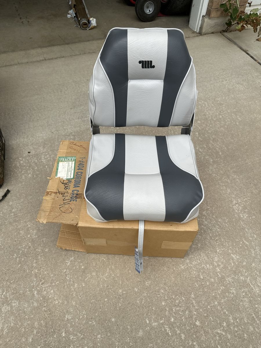 Folding Marine Boat Seat Gray and Charcoal Vinyl