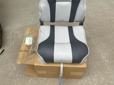 Folding Marine Boat Seat Gray and Charcoal Vinyl