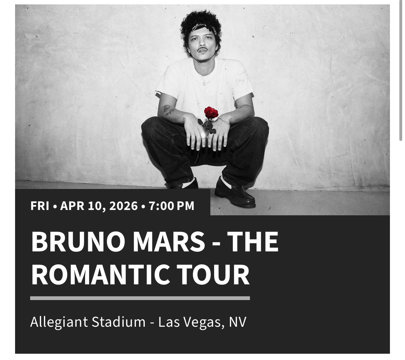 Bruno Mars Great Tickets
