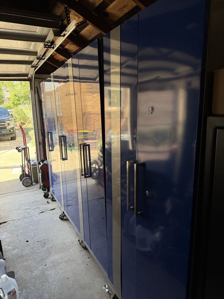 Blue Heavy Duty Metal Rolling Garage Storage Cabinets with Shelves