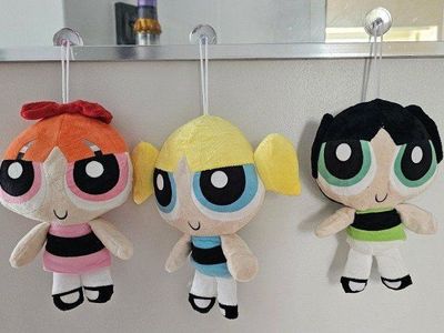 Powerpuff Girls Blossom, Bubbles, Buttercup Plush Set - 3 Small Cartoon Network Stuffed Animals