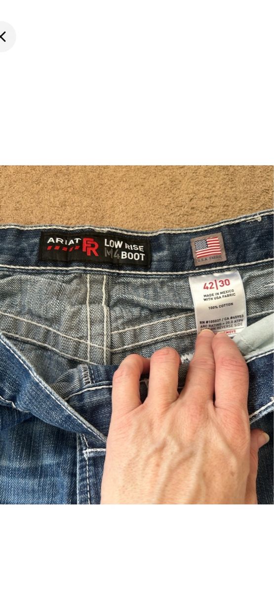 Ariat M4 Low Rise Boot Cut Jeans Men's Size 42x30 Blue Denim Work FR