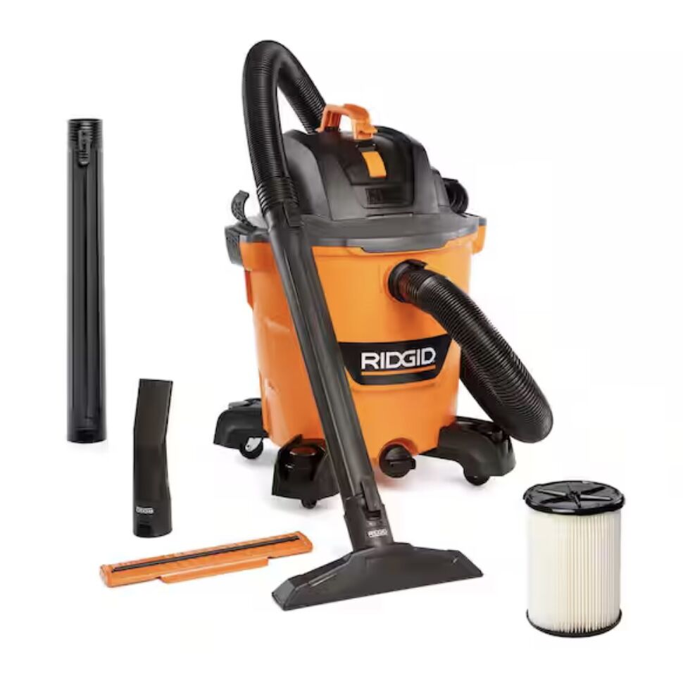 RIDGID 12 Gal. 5.0 Peak HP NXT Shop Vacuum Wet Dry Vac with General Debris Filter, Locking Hose and Attachments HD1200