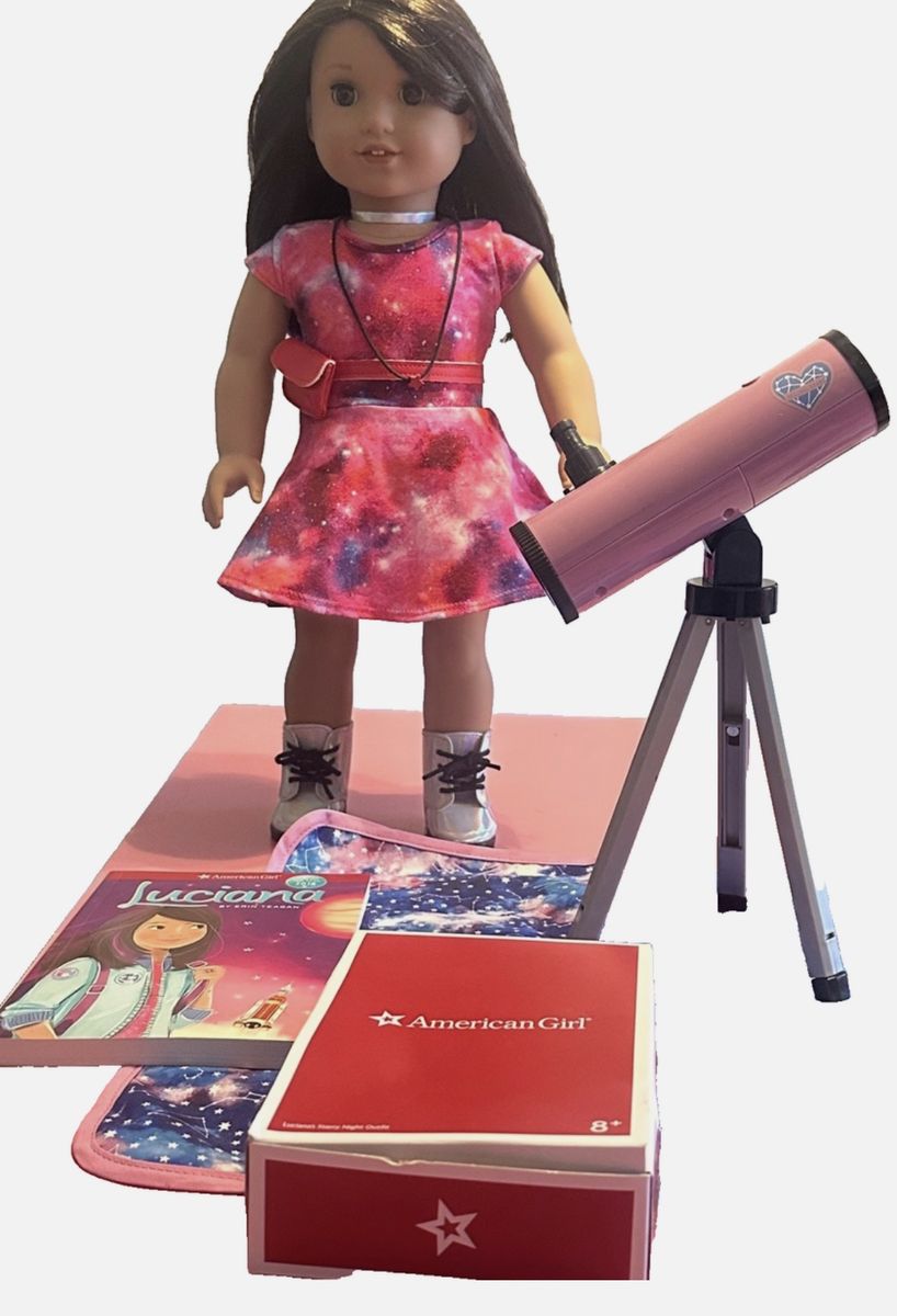 Luciana American Girl Doll w/ book, accessories, telescope, starry night outfit
