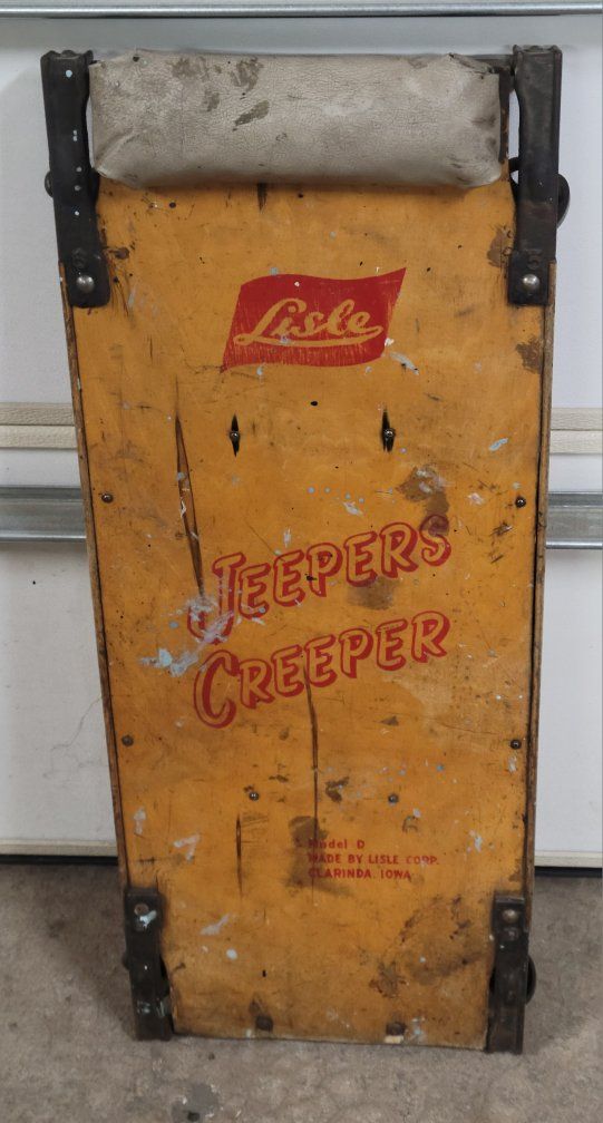 Vintage Lisle JEEPERS CREEPER Model D Wooden Mechanic's Creeper with Padded Headrest