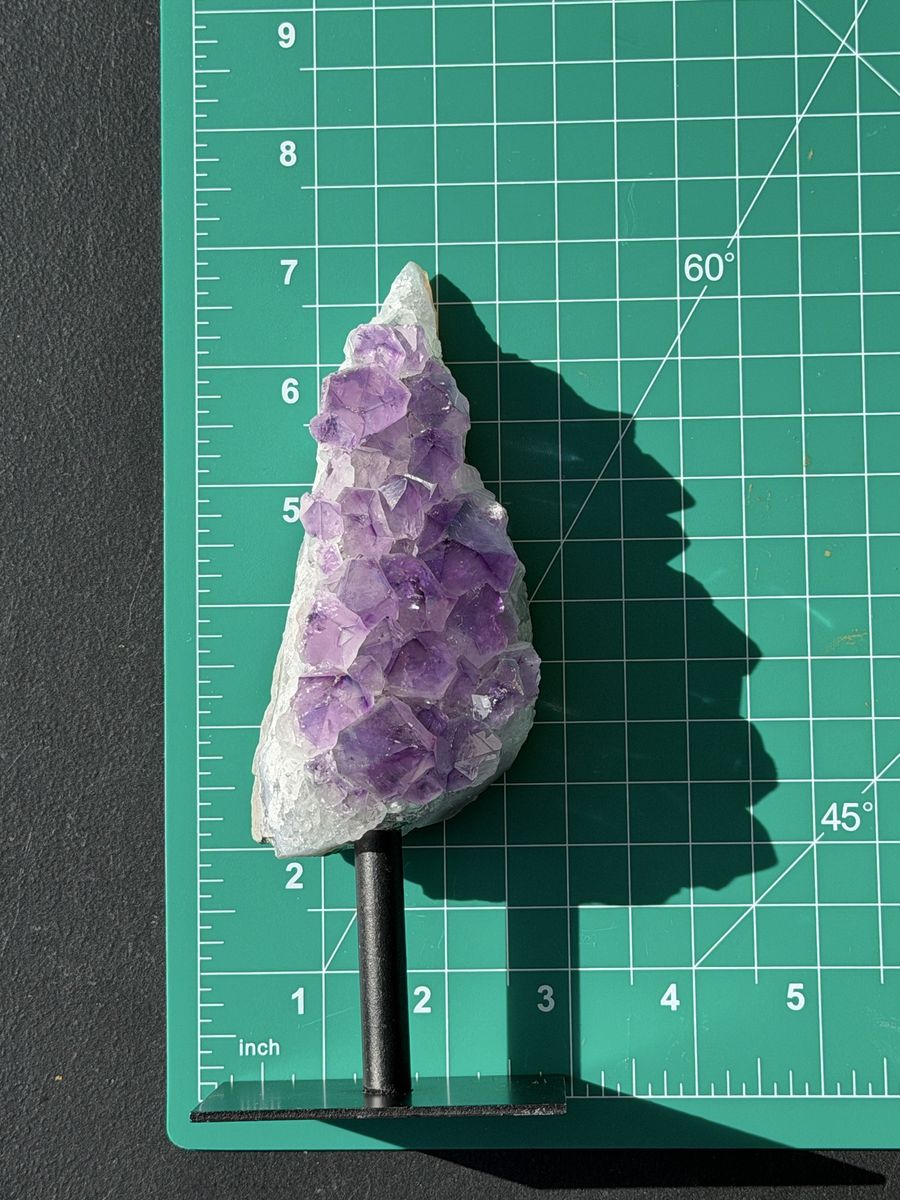 Amethyst Cluster Geode on Stand - Purple Crystal Decor, Approx. 6.5 inches Tall