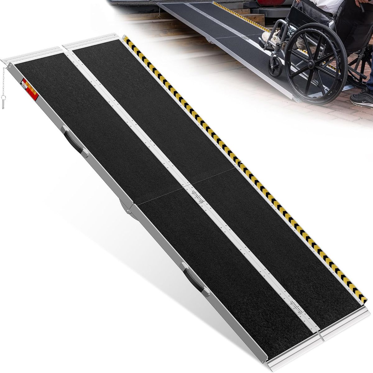 NEW VNN Portable Wheelchair Ramp 7FT, Seamless Non-Slip Aluminum Ramps