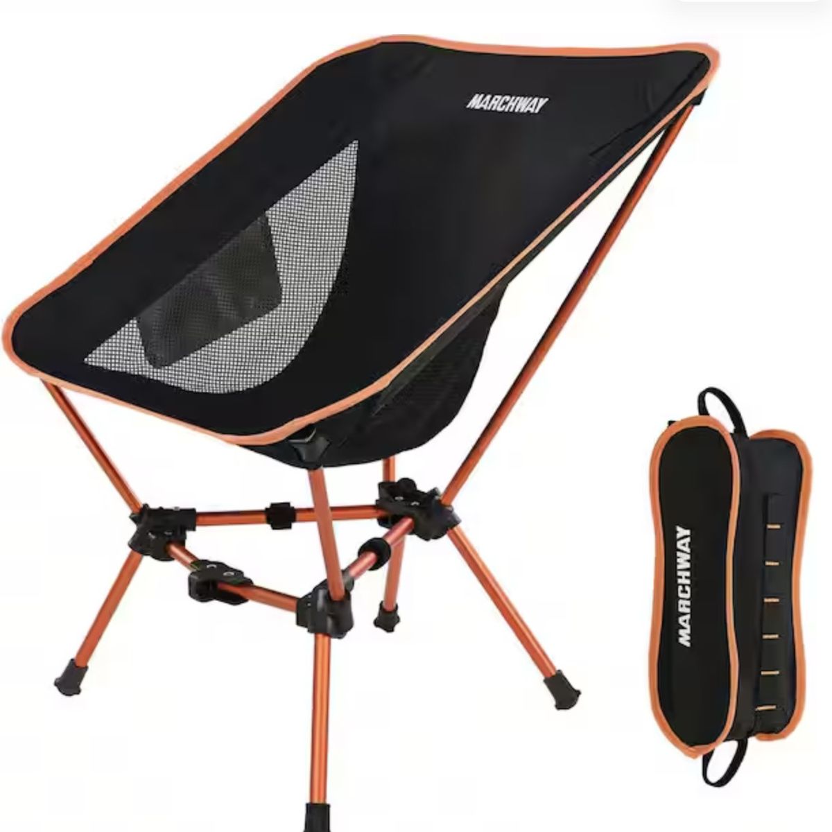 Angel Sar Lightweight Aluminum Folding Camping Chair for Outdoor Hiking, Orange