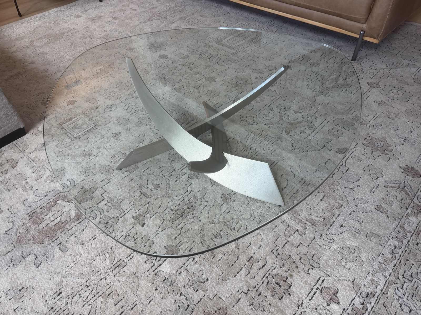 Vintage Mid-Century Modern Sculptural Glass Coffee Table