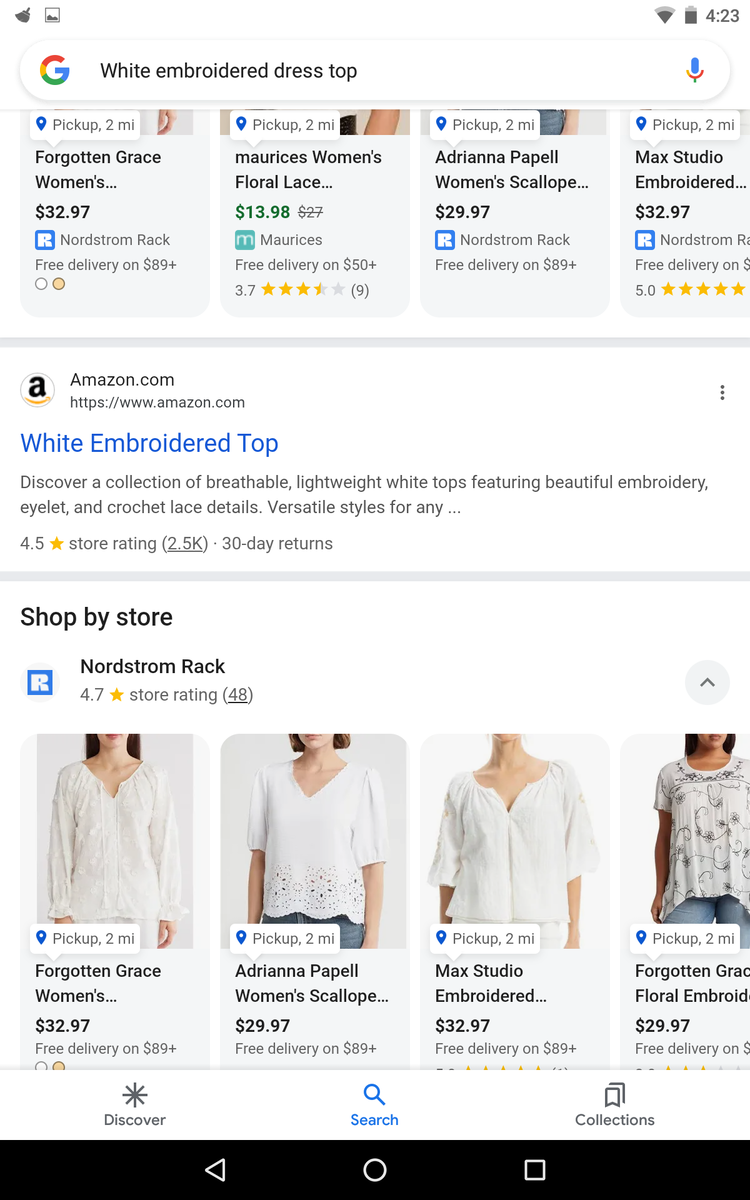 Main Strip brand. White embroidered dress top. Women's size large.