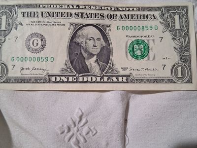WOW LOW Serial Number US One Dollar Federal Reserve Note Series 2017