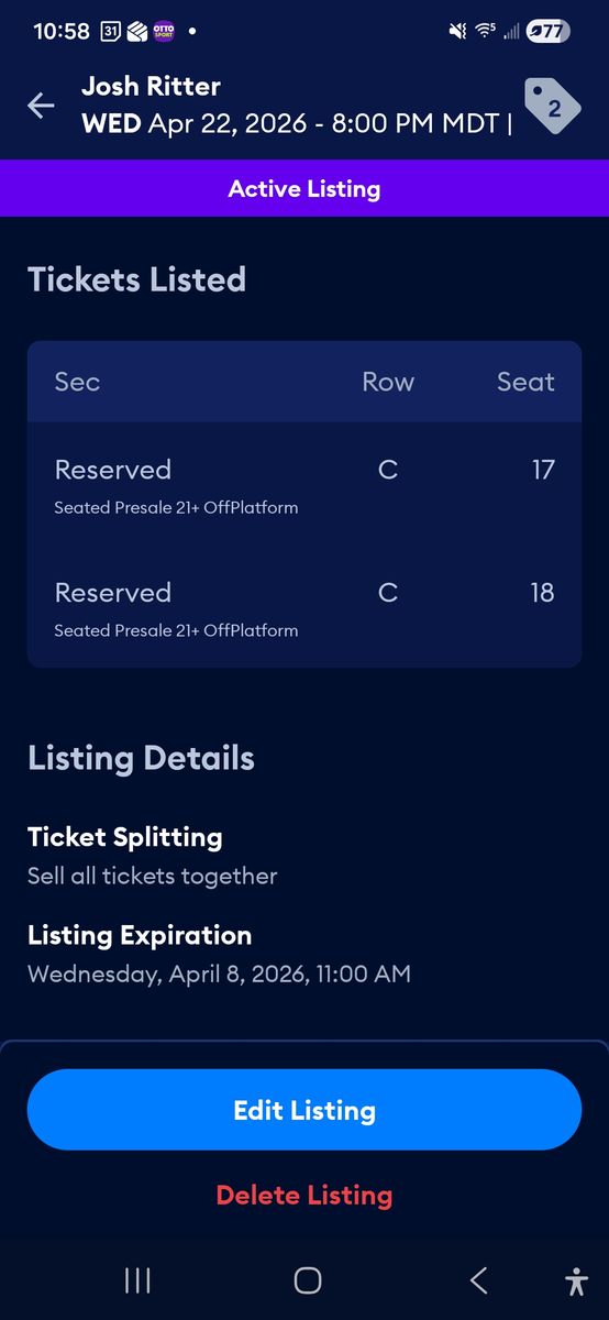 Josh Ritter State Room Wed April 22