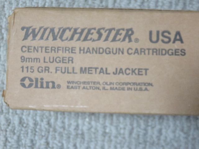 SEALED CASE OF 500 ROUNDS (10 BOXES OF 50 ROUNDS EACH) OF WINCHESTER FACTORY 9MM 115 GRAIN BULLETS AMMO