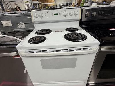 GE White Electric Range Stove with Coil Burners & Digital Display - Used