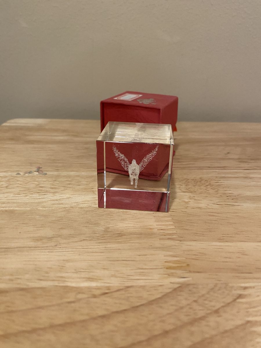 Vintage crystal 3D hologram paperweights