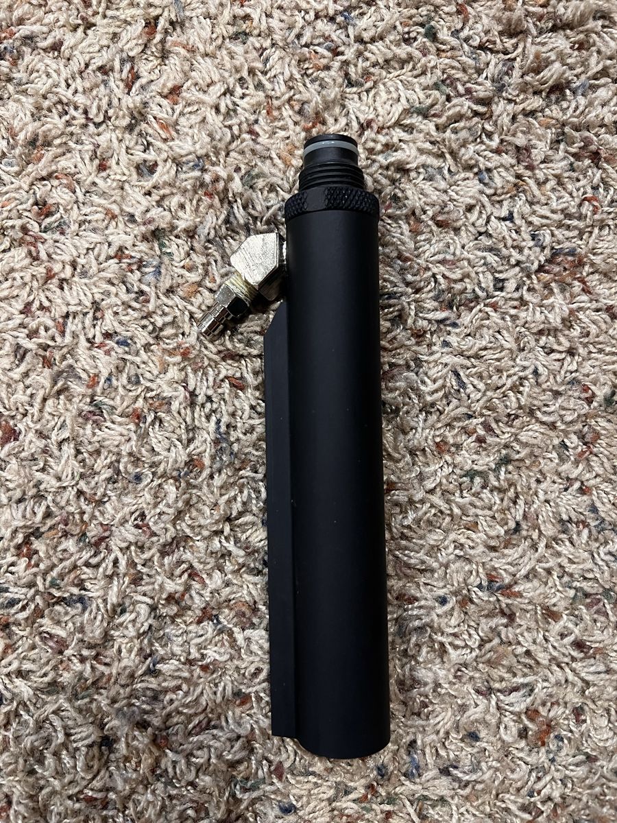 Black Paintball Air Tank Adapter with Brass Fitting, Used Paintball Accessory