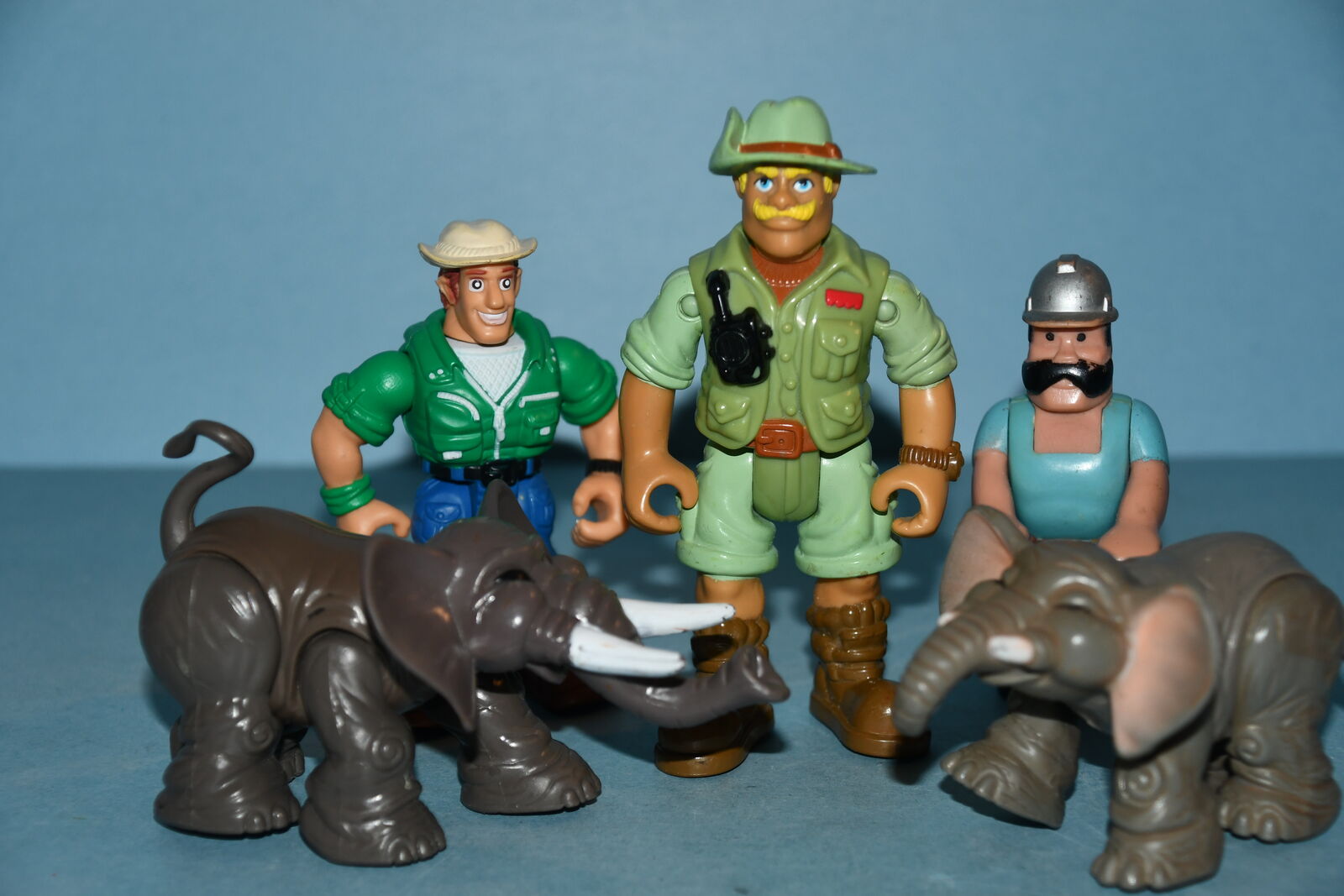 5 VINTAGE FISHER PRICE FIGURES & ELEPHANTS ~ CLEAN!