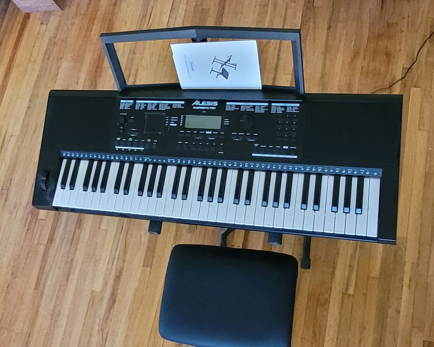Alesis Harmony 61 Pro Key Keyboard Piano with Stand & Seat Adjustable Touch Response, USB Performance Touchpad with DJ-Style FX