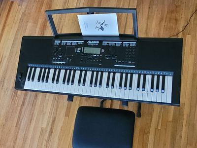 Alesis Harmony 61 Pro Key Keyboard Piano with Stand & Seat Adjustable Touch Response, USB Performance Touchpad with DJ-Style FX