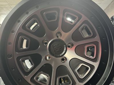 Brand New set of 4 wheels Mayhem 8301 Flat Iron size 18x9.0 lug pattern 5x127 Wheel, Black W/ Dark Tint, Offset 0
