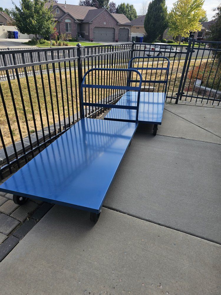 Heavy Duty Blue Metal Platform Carts / Utility Trucks (Set of 2)