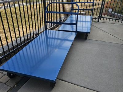 Heavy Duty Blue Metal Platform Carts / Utility Trucks (Set of 2)