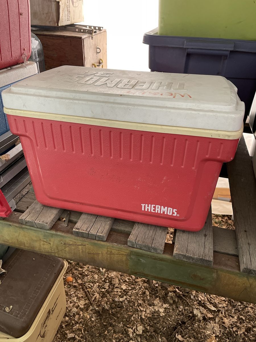 Vintage Thermos Red Hard Plastic Cooler Ice Chest