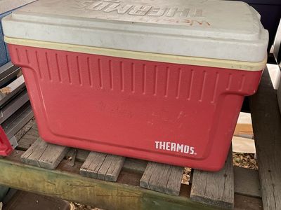 Vintage Thermos Red Hard Plastic Cooler Ice Chest