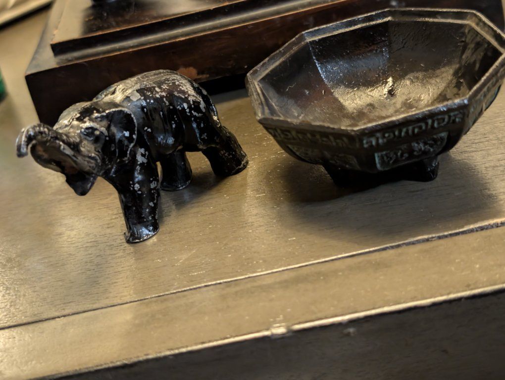 Antique insense burner and lucky elephant 1921. dated.