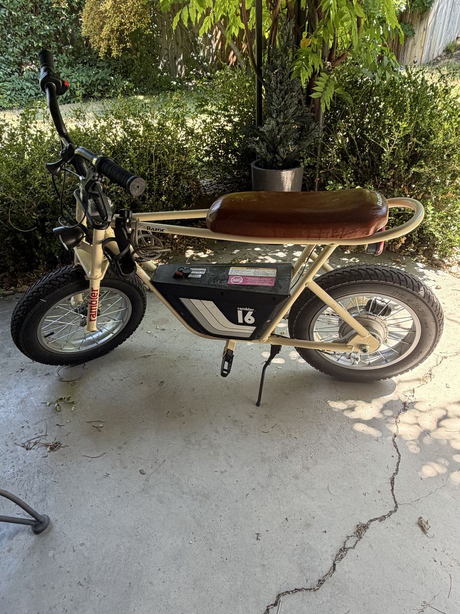 Razor Rambler 16 Electric Mini Bike - Tan, Retro Style