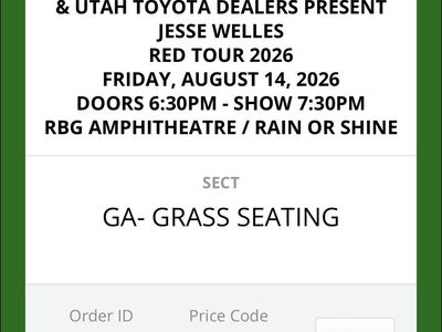 Jesse Welles Concert Tickets (2) - Red Butte Garden Amphitheatre - Aug 14, 2026