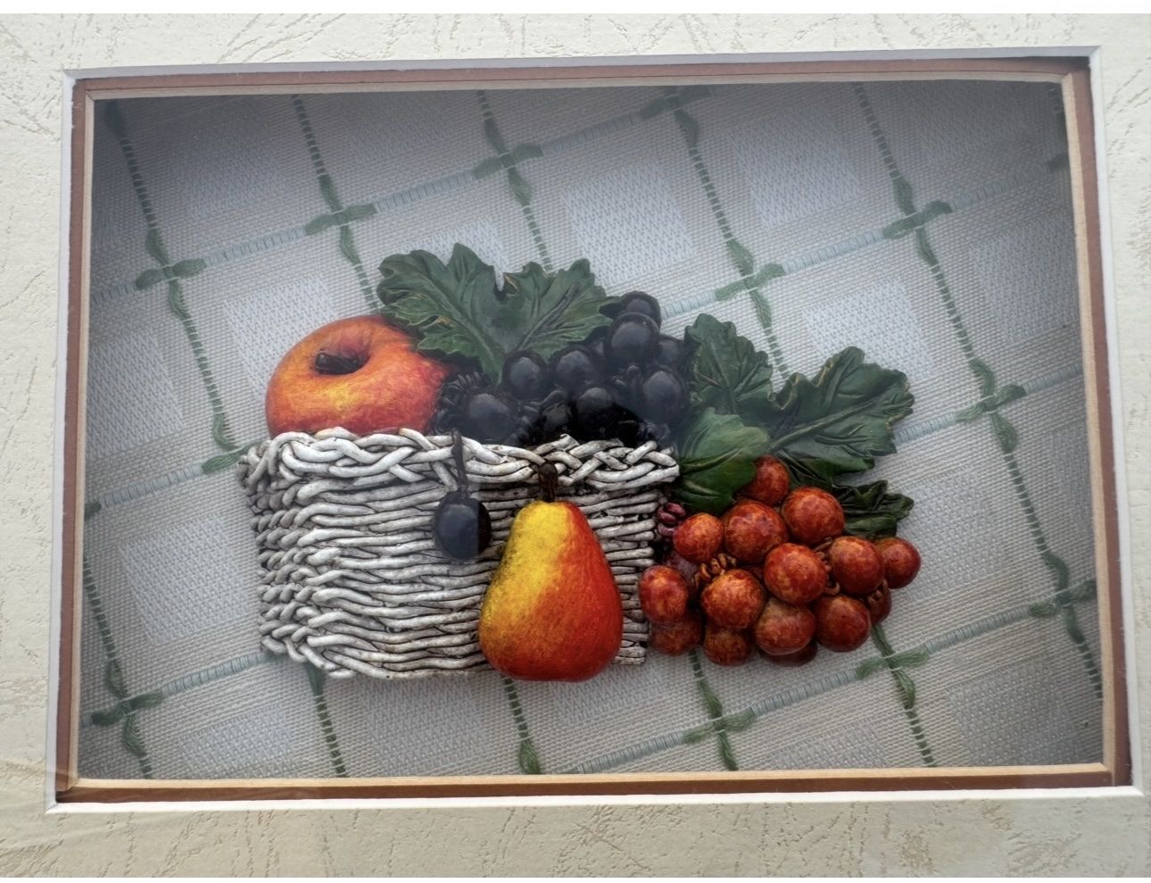 Vintage 3D Fruit Basket Shadow Box Wall Art Decor Kitchen Dining Room