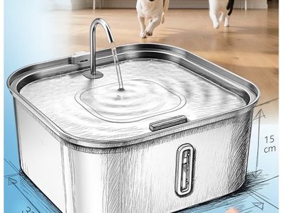 Unbranded Stainless Steel Pet Water Fountain 1.4L - Filtered Automatic Hydration for Cats & Dogs