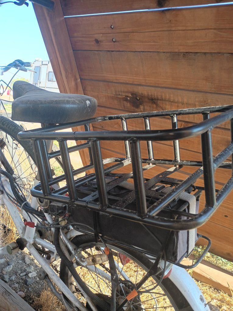 Heavy Duty Black Metal Bike Cargo Basket with Mounting Hardware