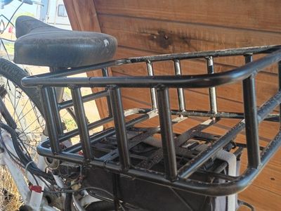 Heavy Duty Black Metal Bike Cargo Basket with Mounting Hardware