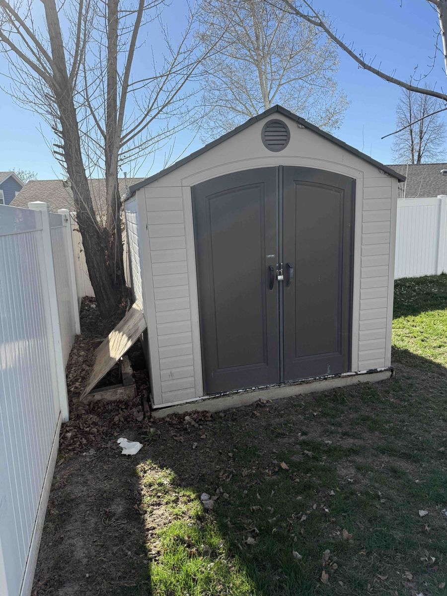 Vinyl Shed! Come take apart and put on your property to SAVE MONEY!