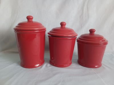 Barnyard Red Kitchen Counter Storage Jars – Set of 3