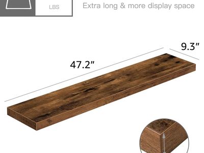 Rustic Wood Floating Wall Shelves (Set of 2) - 47.2" x 9.3" - 25+ lbs capacity