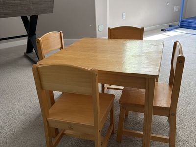 KidKraft Wooden Table and 4 Chairs Set - Natural Wood Finish, Durable Children's Furniture