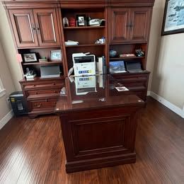 Richmond Brown Two Sided Desk with Cabinets