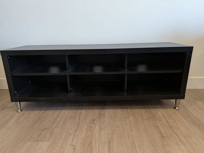 Black TV Stand Media Console with Silver Legs