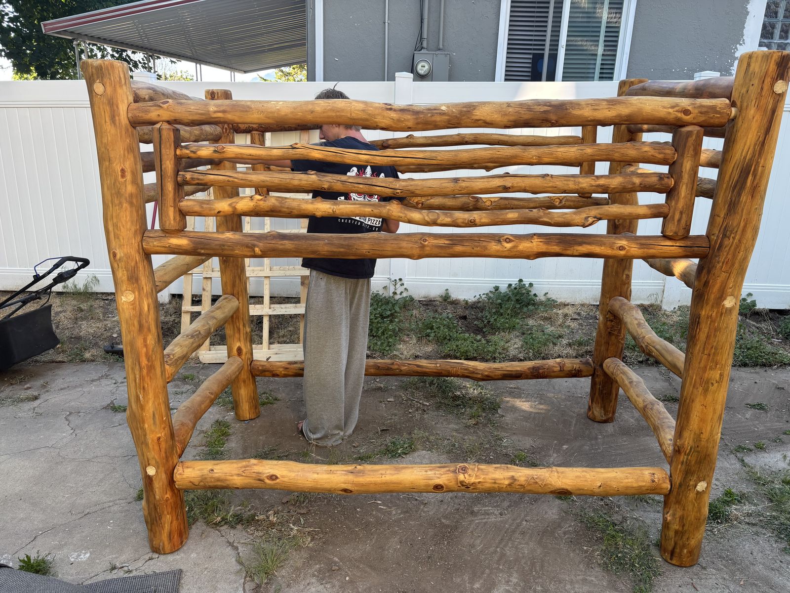 Log bunk bed
