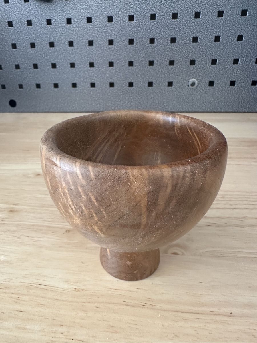 Hand-Turned Pedestal Wood Bowl Chalice - 4 Inch Height Decorative Wooden Goblet